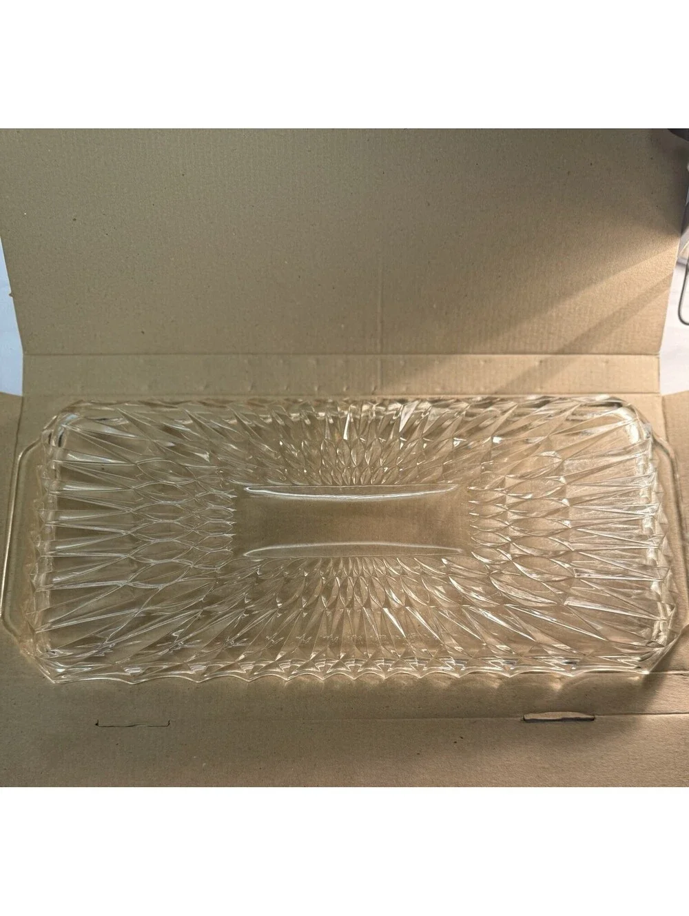 Vintage West German Glass Cake Platter Mid Century 1960-1970 Pressed Glass